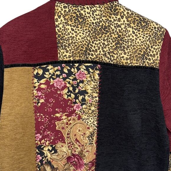 Napa Valley Vintage 90s Floral Animal Block Quilted Button Up Shacket Women M - Picture 5 of 8